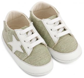 Babywalker Βαπτιστικά Υφασμάτινα Δετά Sneaker MI1135 Φυστικί Λευκό
