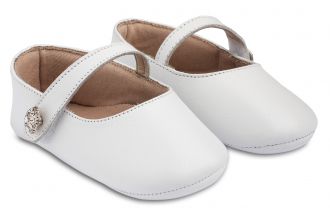 Babywalker Γοβάκι Αγκαλιάς Μονή Μπαρέτα με Στρασένιο Κουμπάκι MI1619 Λευκό