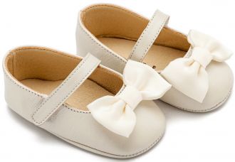 Babywalker Βαπτιστικά Γοβάκια Μονή Μπαρέτα με Φιογκάκι MI1646 Εκρού