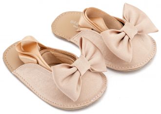 Babywalker Βαπτιστικά Γαλλικά Σαμπό με Σατέν Φιόγκο  MI1661 Μπεζ