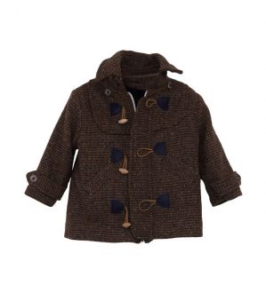 NstNastasia Βαπτιστικό Παλτό Μάλλινο Καφέ Μοντγκόμερι Κουμπώματα Μπλε Καφέ 0946