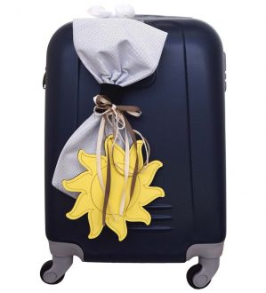 NstNastasia Βαλίτσα Ταξιδιού Βάπτισης Μπλε Φιόγκος Μπλε Πουά Ήλιος Ξύλινος 1863