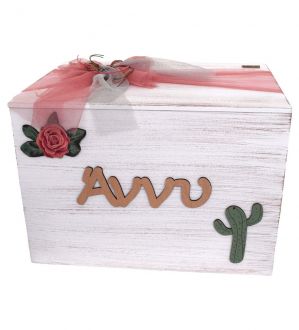 NstNastasia Ξύλινο Κουτί Βάπτισης Τριαντάφυλλο Κάκτος Ξύλινο Όνομα 1867