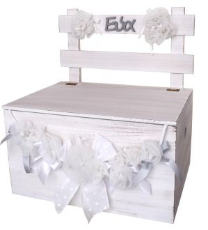 NstNastasia Ξύλινο Καρεκλάκι Βάπτισης Ασημί Λευκό Ξύλινο Όνομα 1871