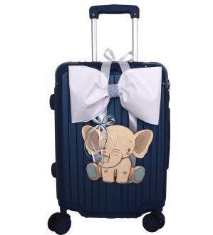 NstNastasia Βαλίτσα Ταξιδιού Βάπτισης Μπλε Φιόγκος Λευκός Σιέλ Ελεφαντάκι Ξύλινο 1880