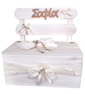 NstNastasia Ξύλινο Παγκάκι Βάπτισης Φιόγκος Ξύλινο Όνομα 1881