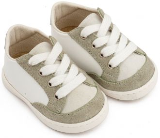 Babywalker Βαπτιστικά Δερμάτινα Δετά Sneakers PRΙ2120 Λευκό Μέντα