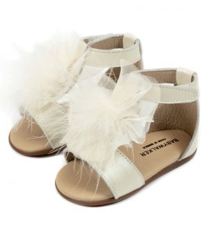 Babywalker Βαπτιστικά Δερμάτινα Πέδιλα σε Χρώμα Εκρού