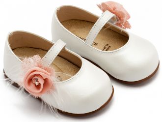 Babywalker Βαπτιστικά Γοβάκια Μονή Μπαρέτα με Λουλούδι PRI2640 Ροζ