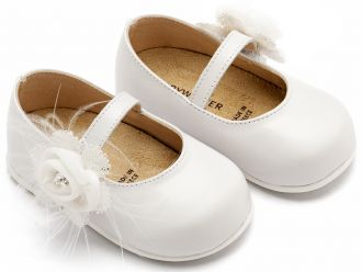 Babywalker Βαπτιστικά Γοβάκια Μονή Μπαρέτα με Λουλούδι PRI2640 Λευκό