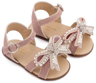 Babywalker Βαπτιστικά Πέδιλα Διακοσμημένα με Φιόγκο απο Πέρλες PRI2655 Ροζ Αντικέ
