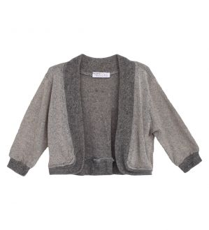 NstNastasia Βαπτιστικό Πλεκτό Ζακετάκι Γκρι Δίχρωμο 0013