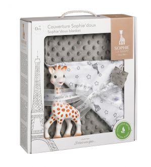 Sophie La Girafe Κουβέρτα Αγκαλιάς & Λίκνου Βελουτέ Γκρι 73x91cm