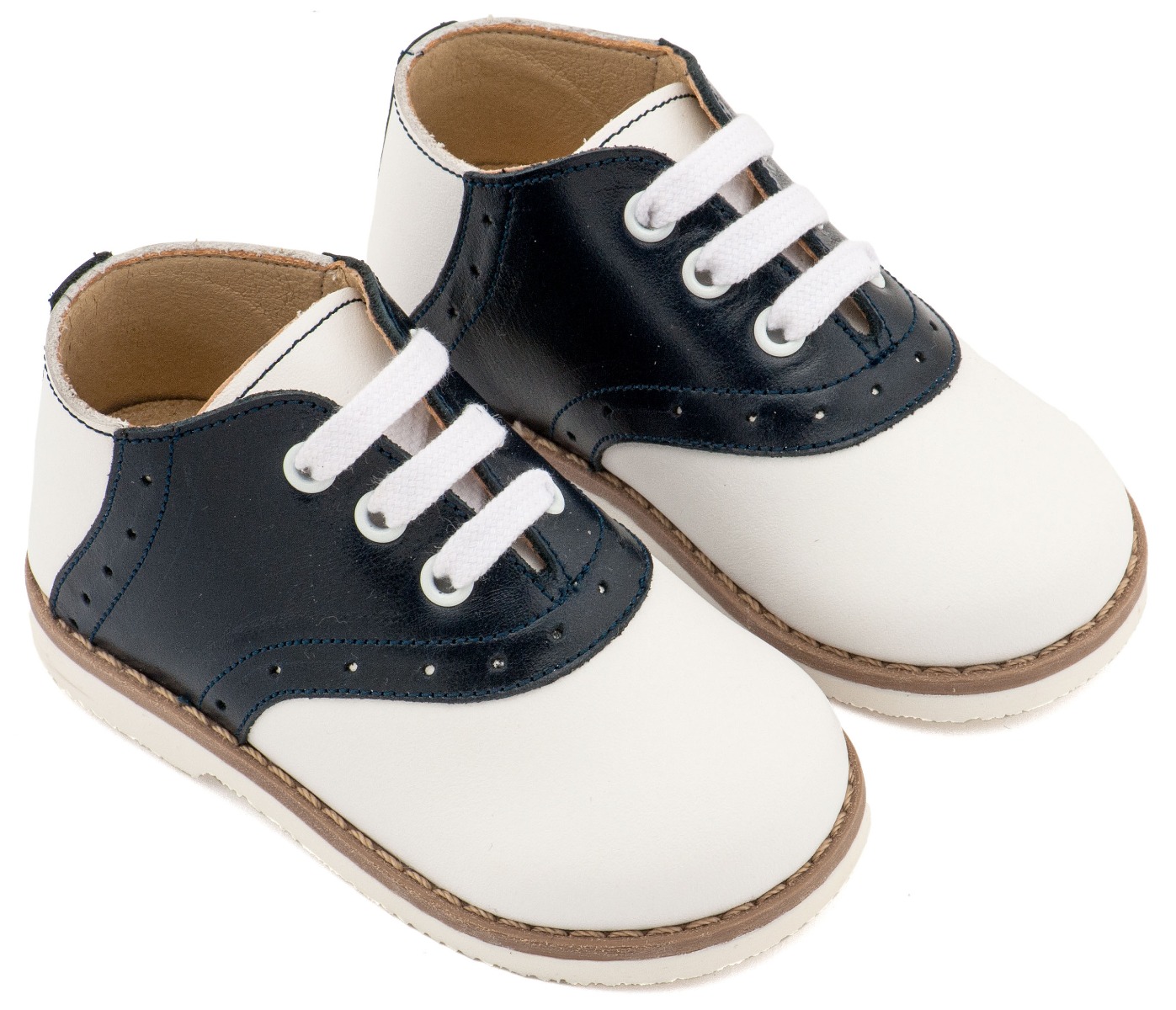 Babywalker Βαπτιστικά Δίχρωμο Δετά Brogue EXC5318 Λευκό Μπλε