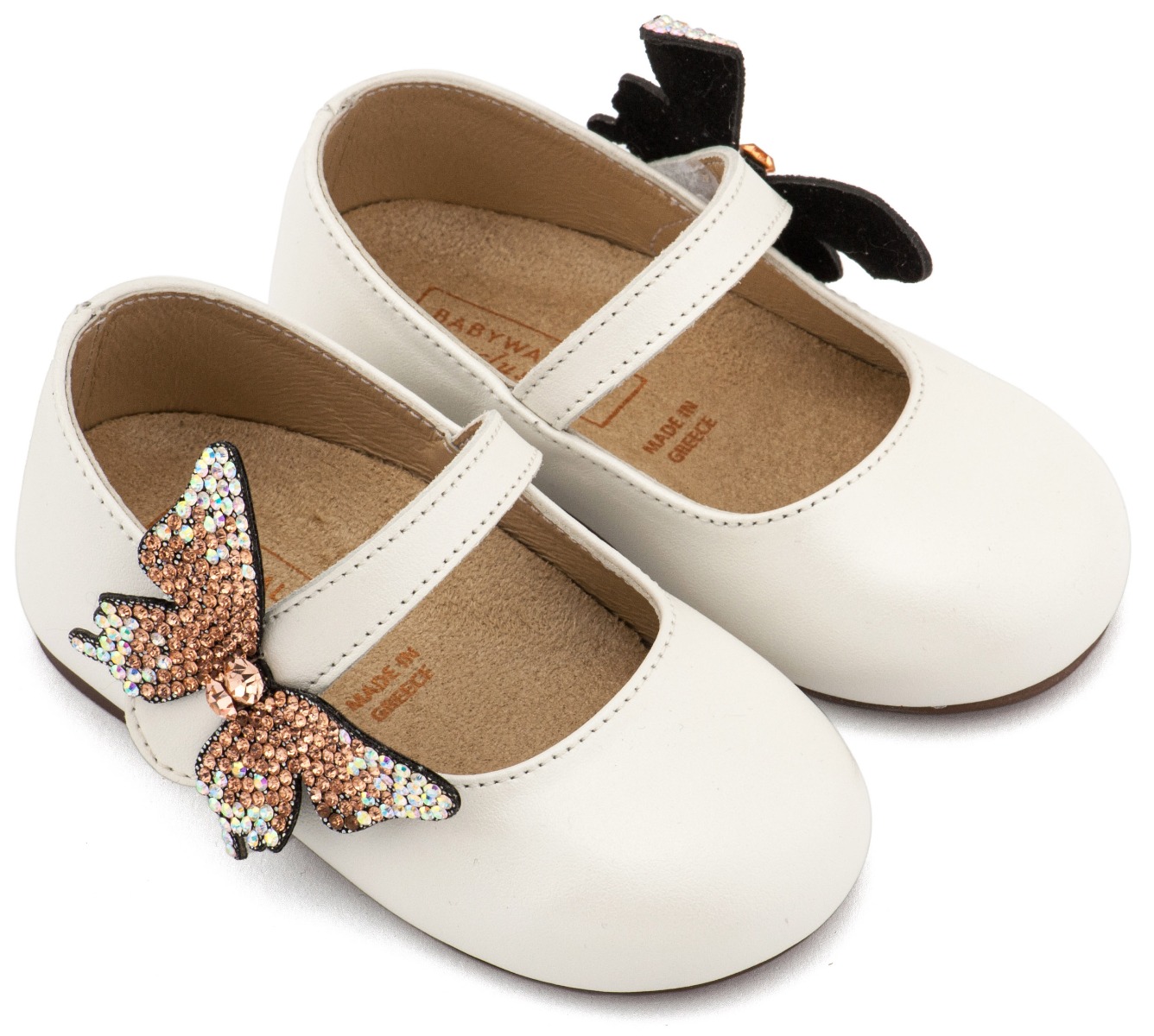 Babywalker Βαπτιστικά Γοβάκια με Στρασένια Πεταλούδα στο Πλάι EXC5894 Εκρού