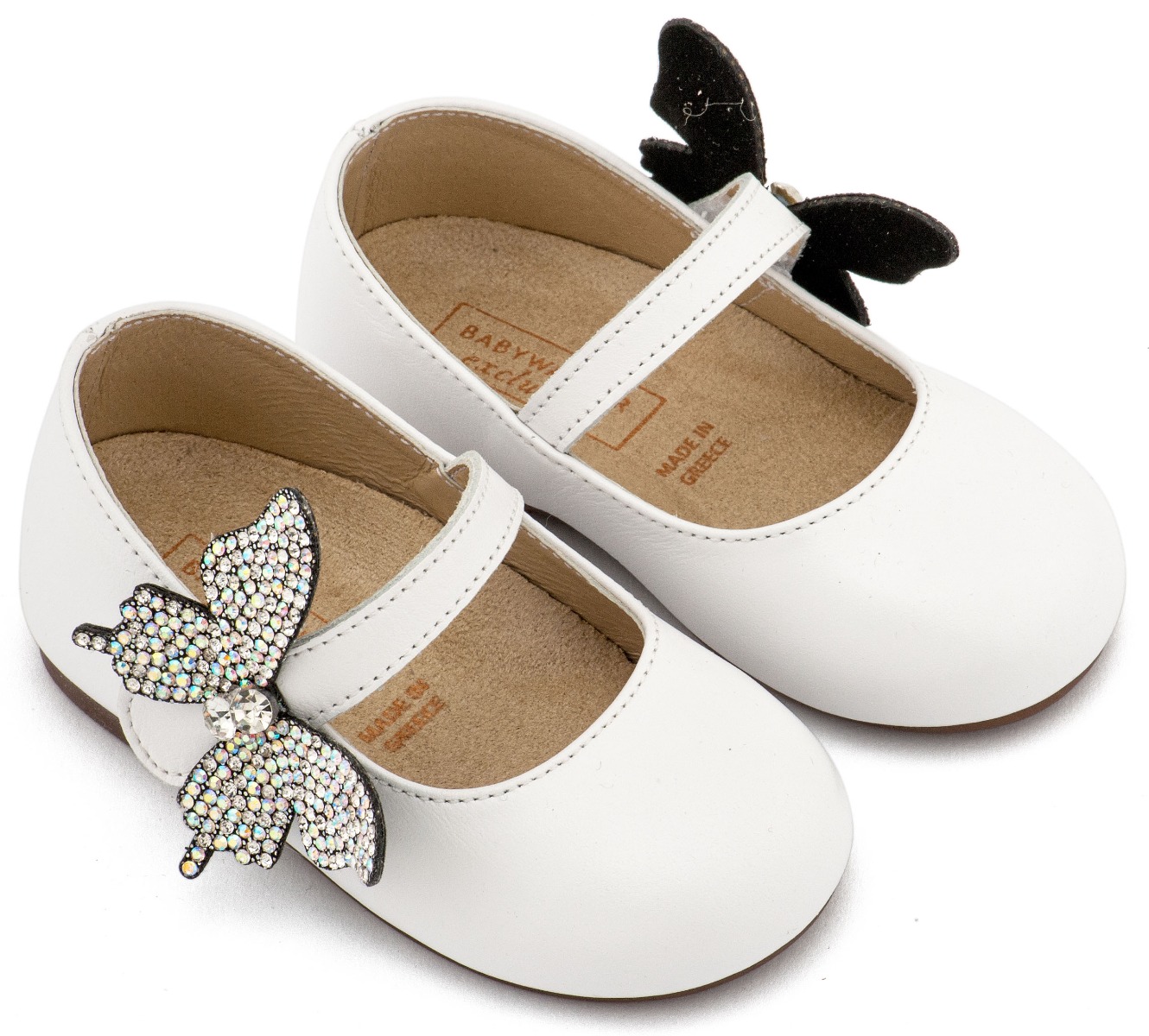 Babywalker Βαπτιστικά Γοβάκια με Στρασένια Πεταλούδα στο Πλάι EXC5894 Λευκό