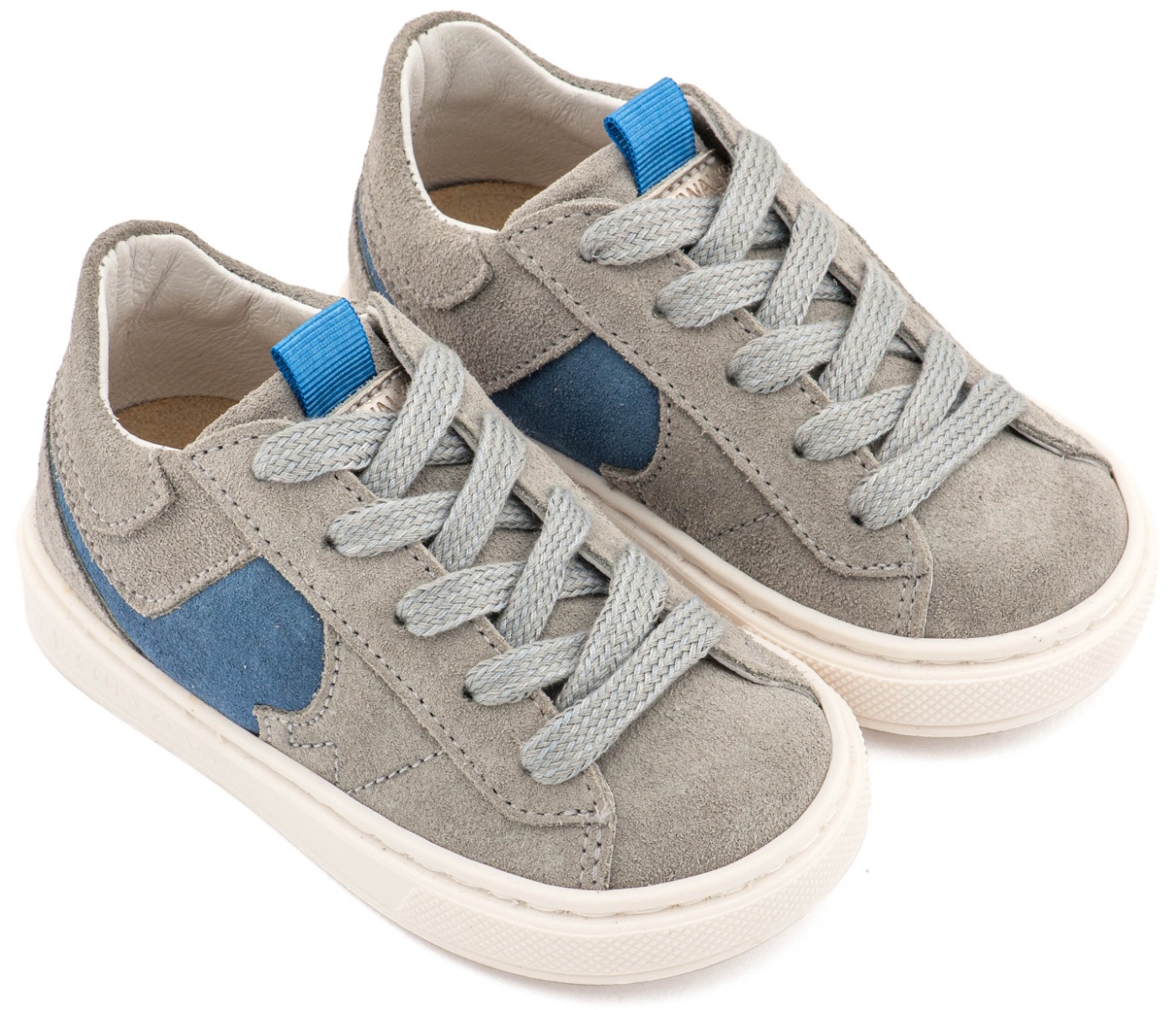 Babywalker Βαπτιστικά Δίχρωμα Sneaker Δετά EXC8002 Γκρι Μπλε Ρουά