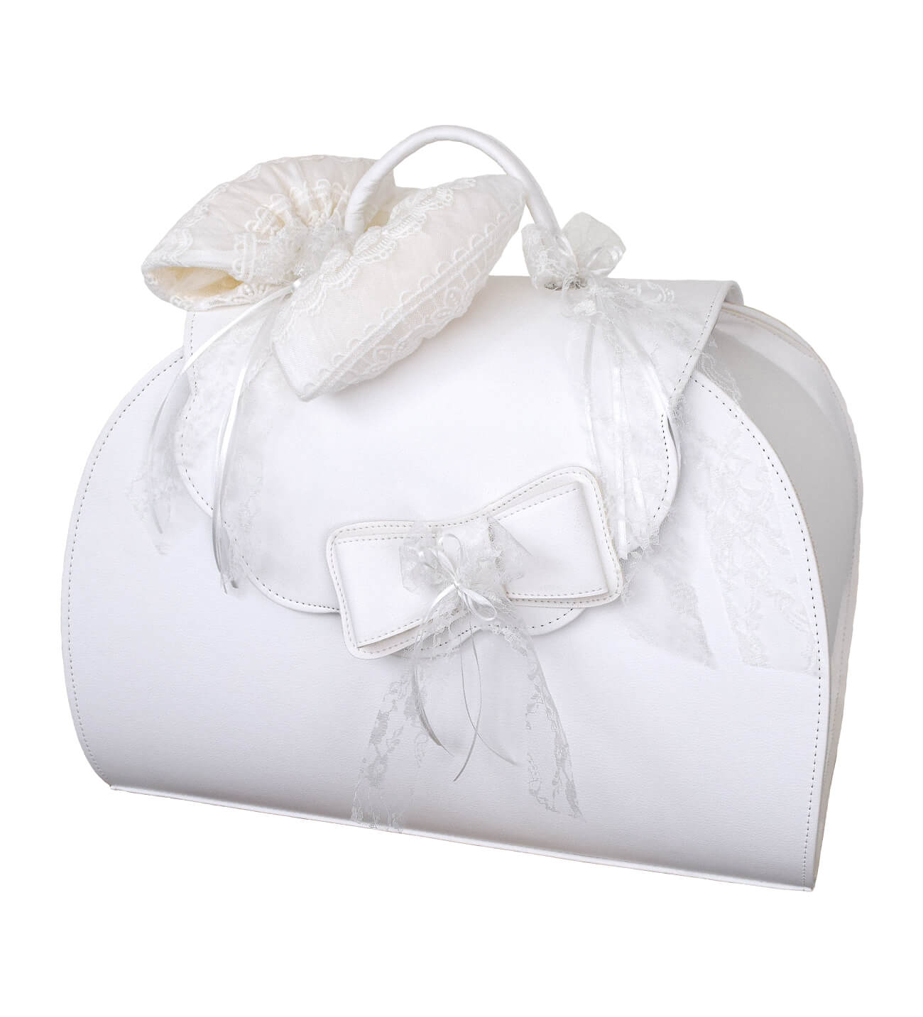 NstNastasia Τσάντα Βάπτισης Συνθετικό Δέρμα Γαλλική Δαντέλα Φιόγκος 0077