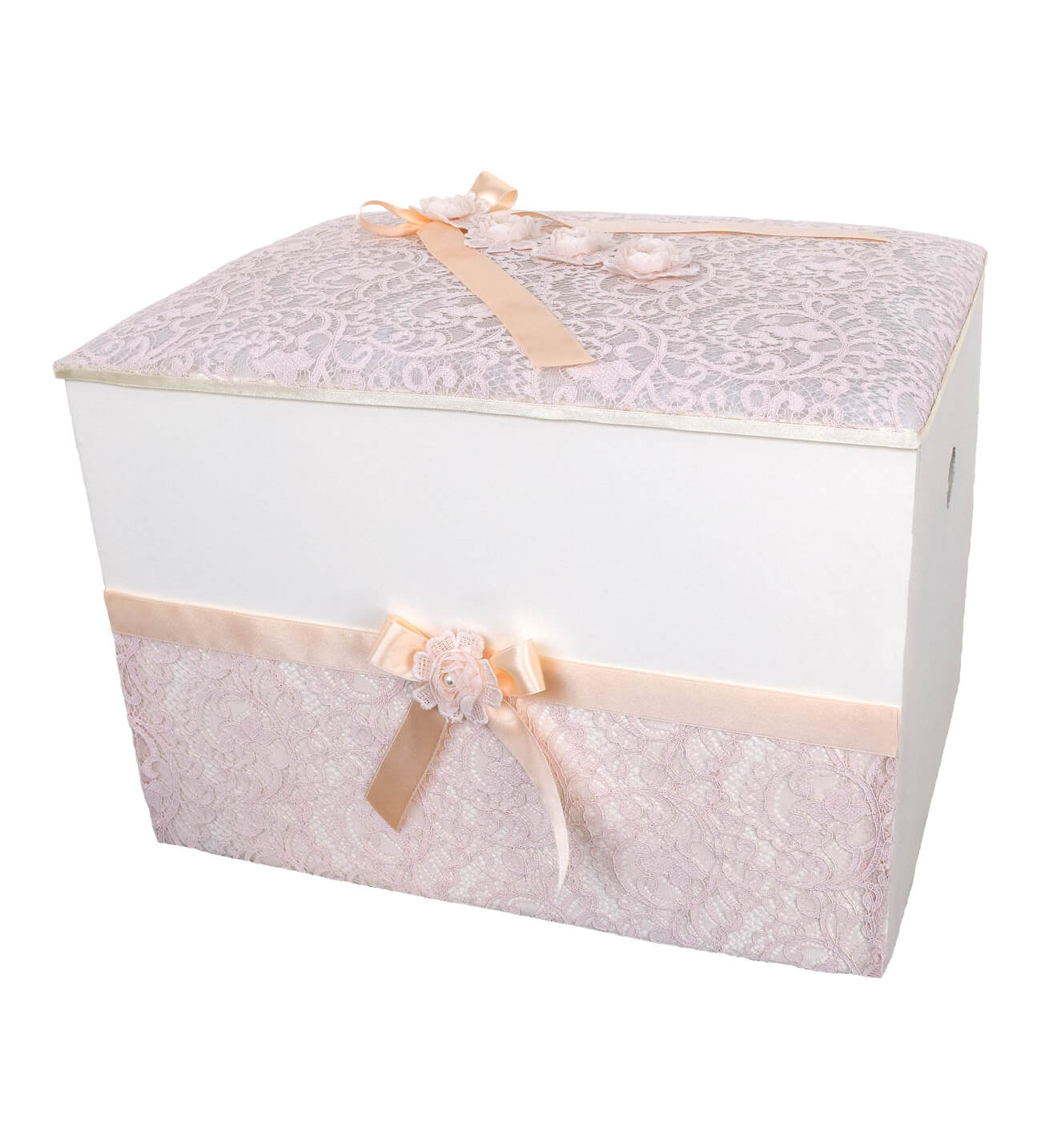 NstNastasia Ξύλινο Κουτί Βάπτισης Μαξιλάρι Δαντέλα Ροζ Σομόν 0081