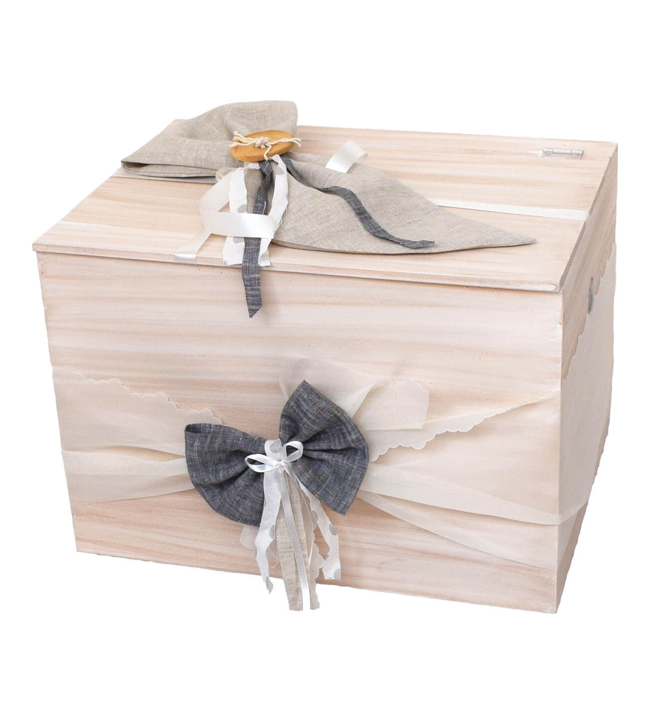NstNastasia Ξύλινο Κουτί Βάπτισης Μπεζ Γκρι 0083
