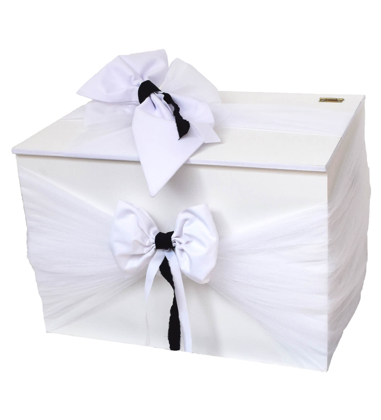 NstNastasia Ξύλινο Κουτί Βάπτισης Λευκό Φιόγκος Λευκός Μάυρο Δέσιμο 1703