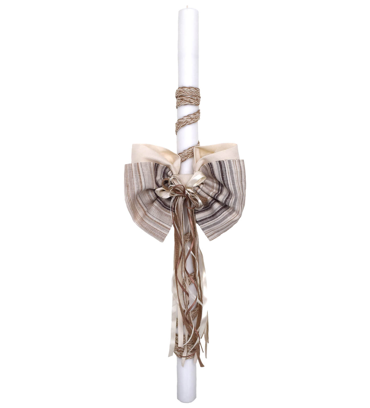 NstNastasia Λαμπάδα Βάπτισης Διπλός Ριγέ Φιόγκος 0639