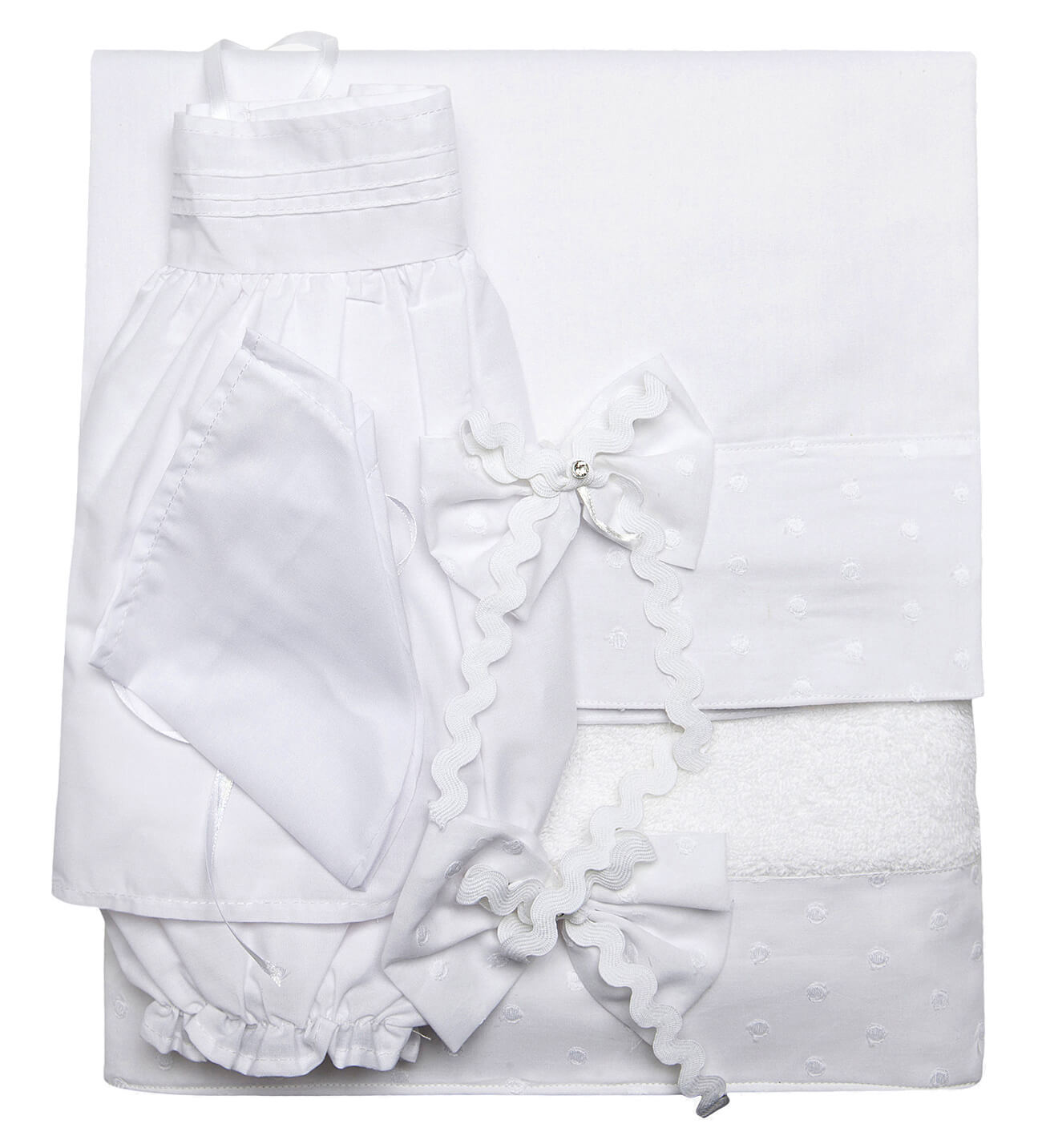 NstNastasia Λαδόπανα βάπτισης Κορίτσι Λευκά, 6τεμάχια (Εσώρουχα/ Πετσέτα/ Πετσέτα χεριών/ Σεντόνι) 0938