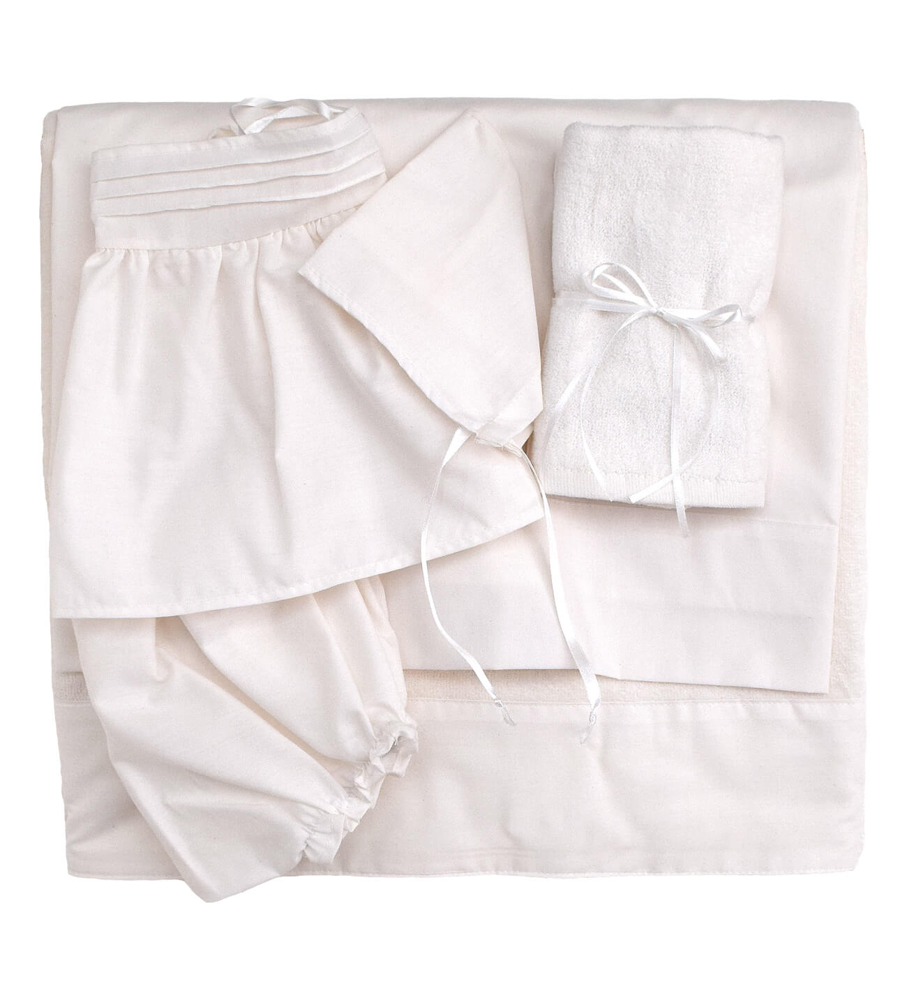 NstNastasia Λαδόπανα βάπτισης Κορίτσι Εκρού, 6τεμάχια (Εσώρουχα/ Πετσέτα/ Πετσέτα χεριών/ Σεντόνι) 1003