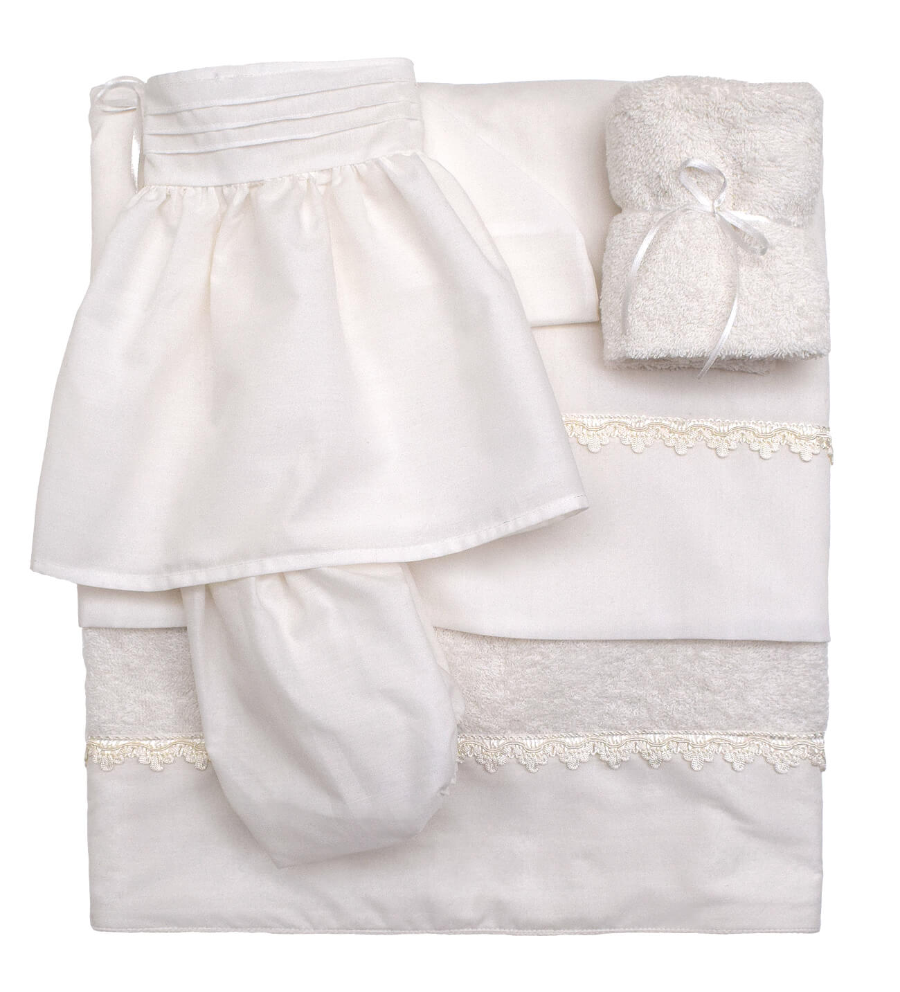 NstNastasia Λαδόπανα βάπτισης Κορίτσι Εκρού, 6τεμάχια (Εσώρουχα/ Πετσέτα/ Πετσέτα χεριών/ Σεντόνι) 1008