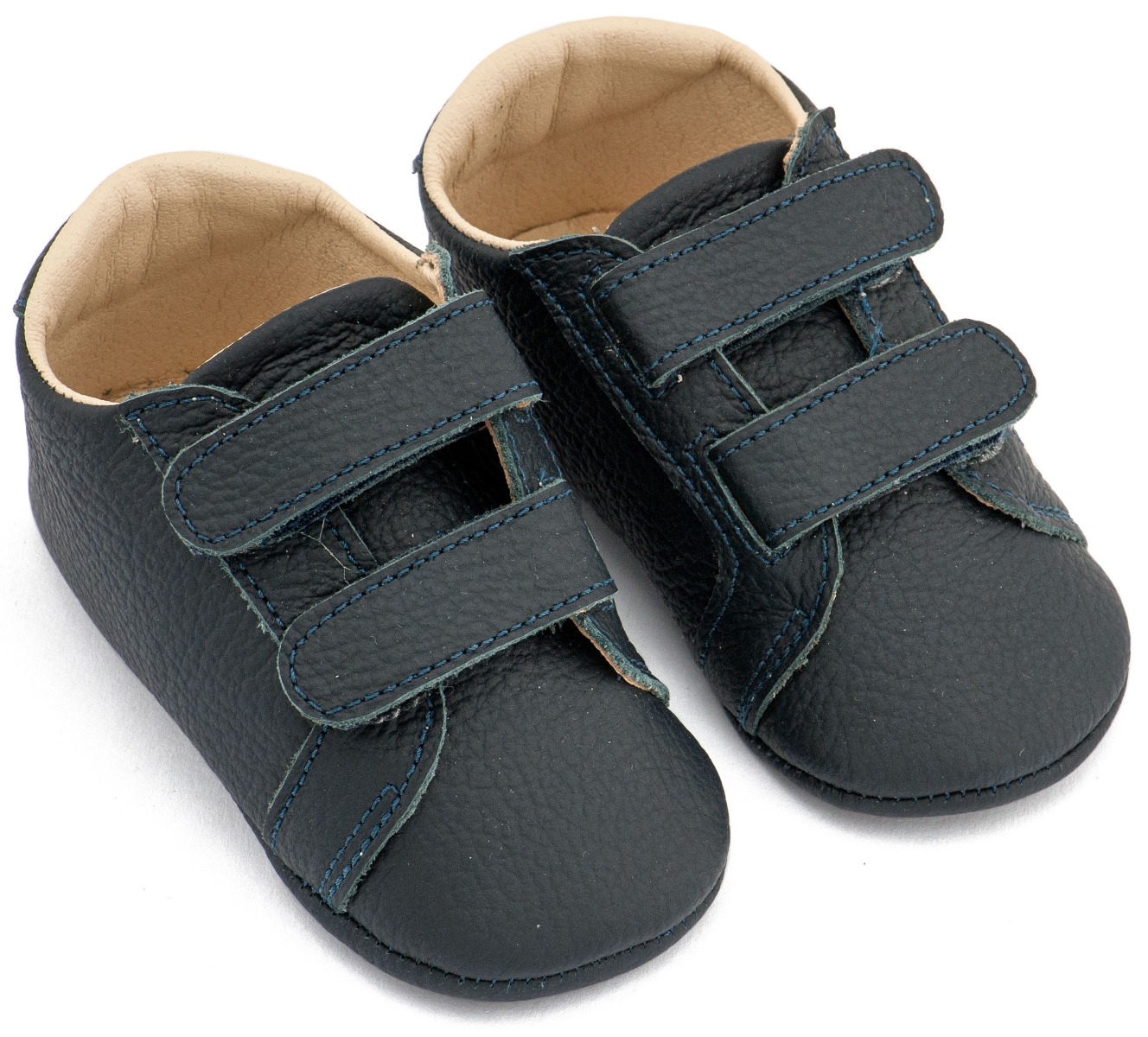 Babywalker Βαπτιστικά Υφασμάτινα Δερμάτινα Σνικερ με Χρατς MI1136 Μπλε