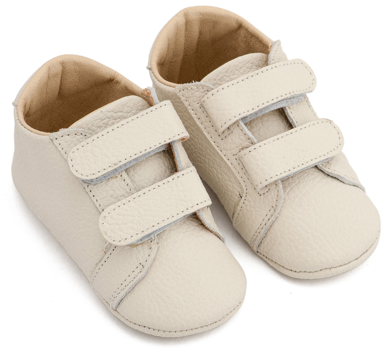 Babywalker Βαπτιστικά Υφασμάτινα Δερμάτινα Σνικερ με Χρατς MI1136 Εκρού
