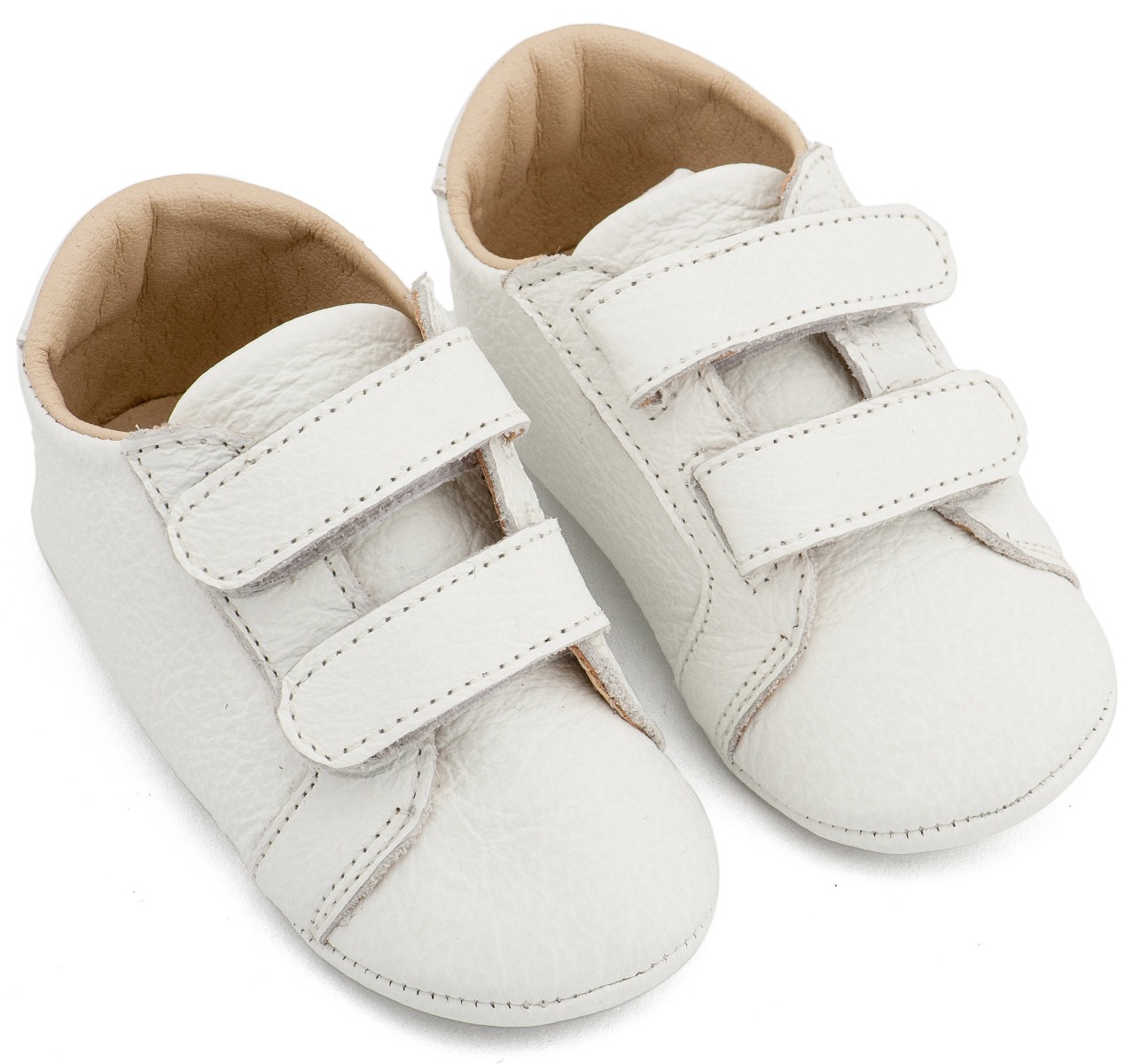 Babywalker Βαπτιστικά Υφασμάτινα Δερμάτινα Σνικερ με Χρατς MI1136 Λευκά