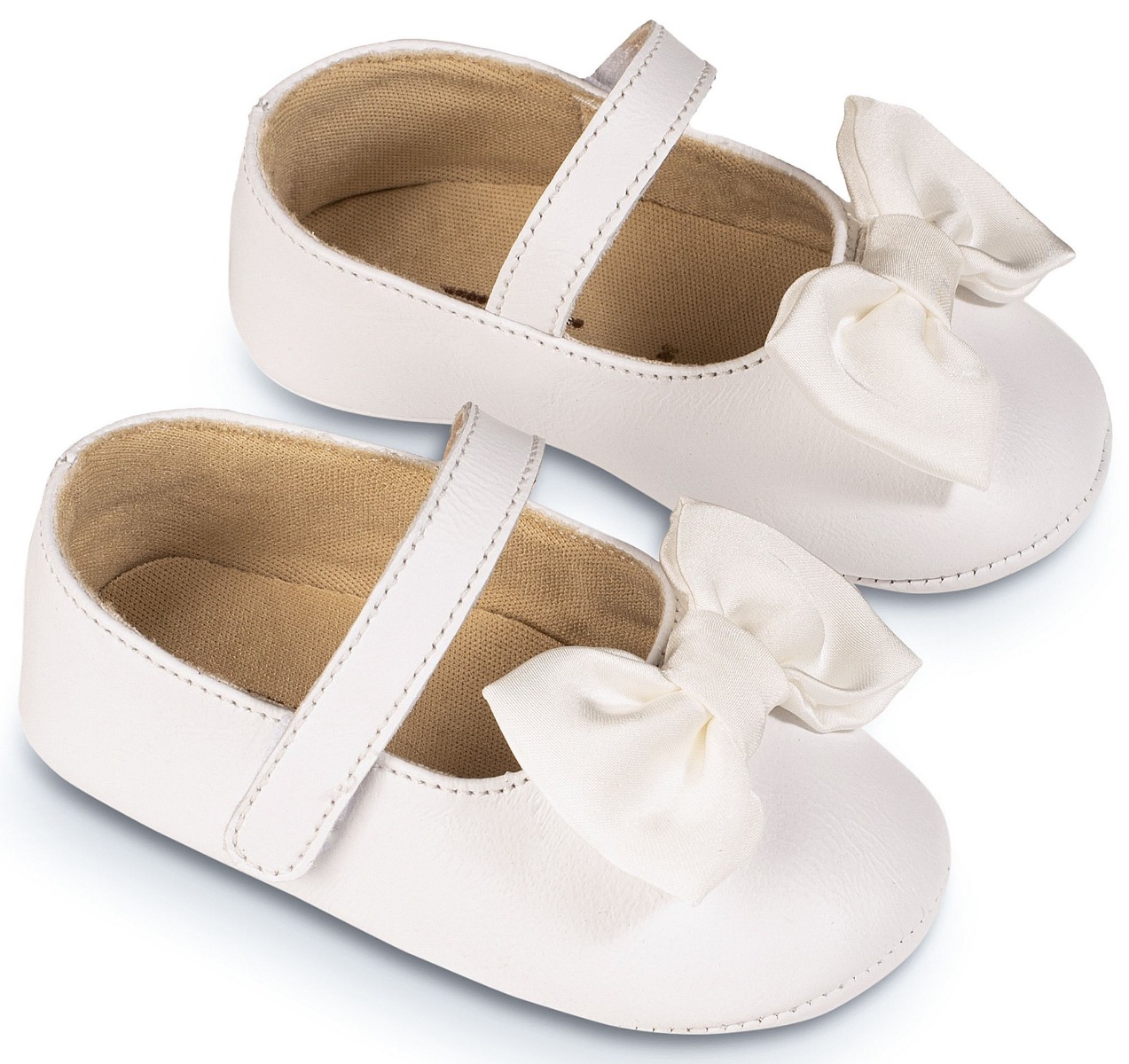 Babywalker Βαπτιστικά Γοβάκια Μονή Μπαρέτα με Φιογκάκι MI1646 Λευκό