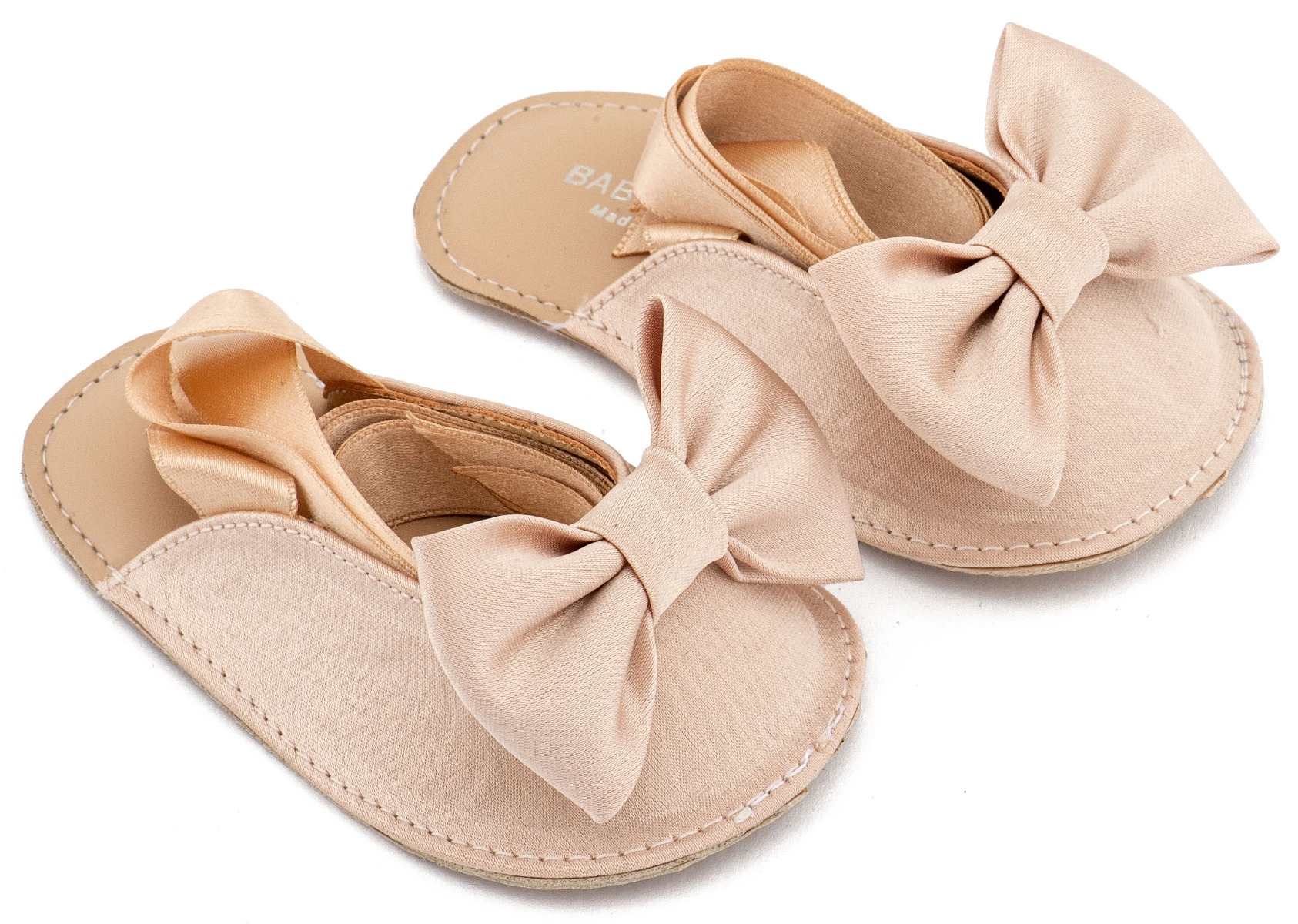 Babywalker Βαπτιστικά Γαλλικά Σαμπό με Σατέν Φιόγκο MI1661 Μπεζ