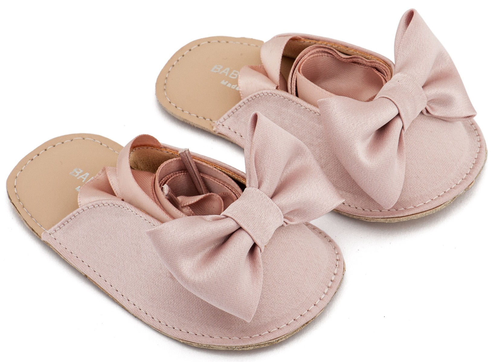 Babywalker Βαπτιστικά Γαλλικά Σαμπό με Σατέν Φιόγκο MI1661 Ροζ Αντικέ