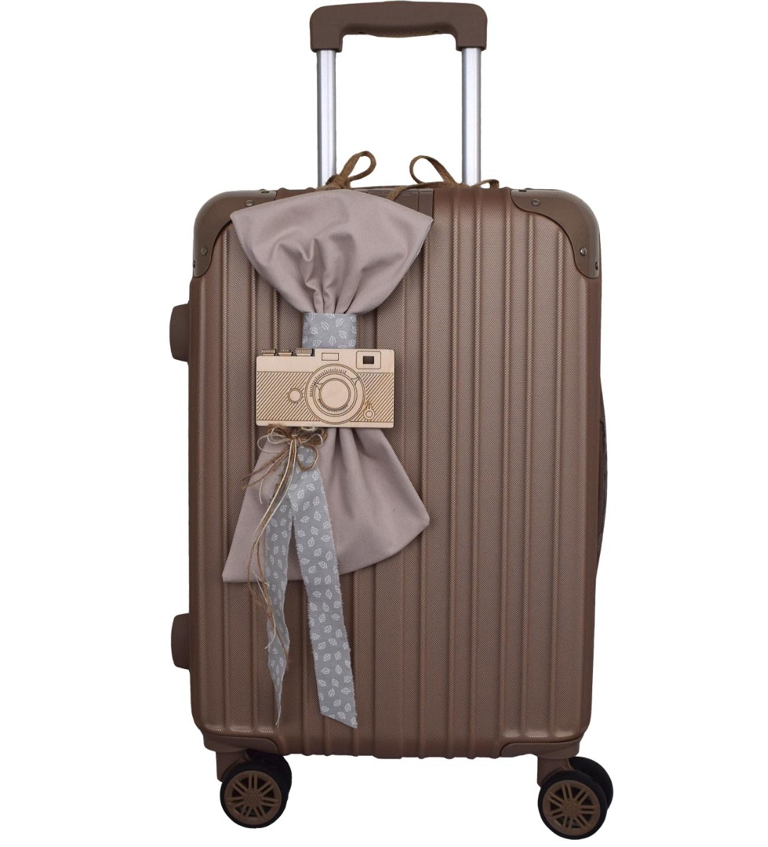 NstNastasia Βαλίτσα Ταξιδιού Βάπτισης Καφέ Φιόγκος Μπεζ Γκρι Φωογραφική Μηχανή Ξύλινη 1890